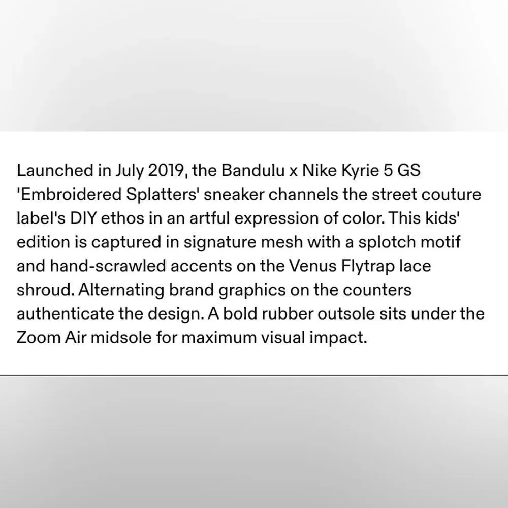 Nike Bandulu x Kyrie 5 embroidered splatters